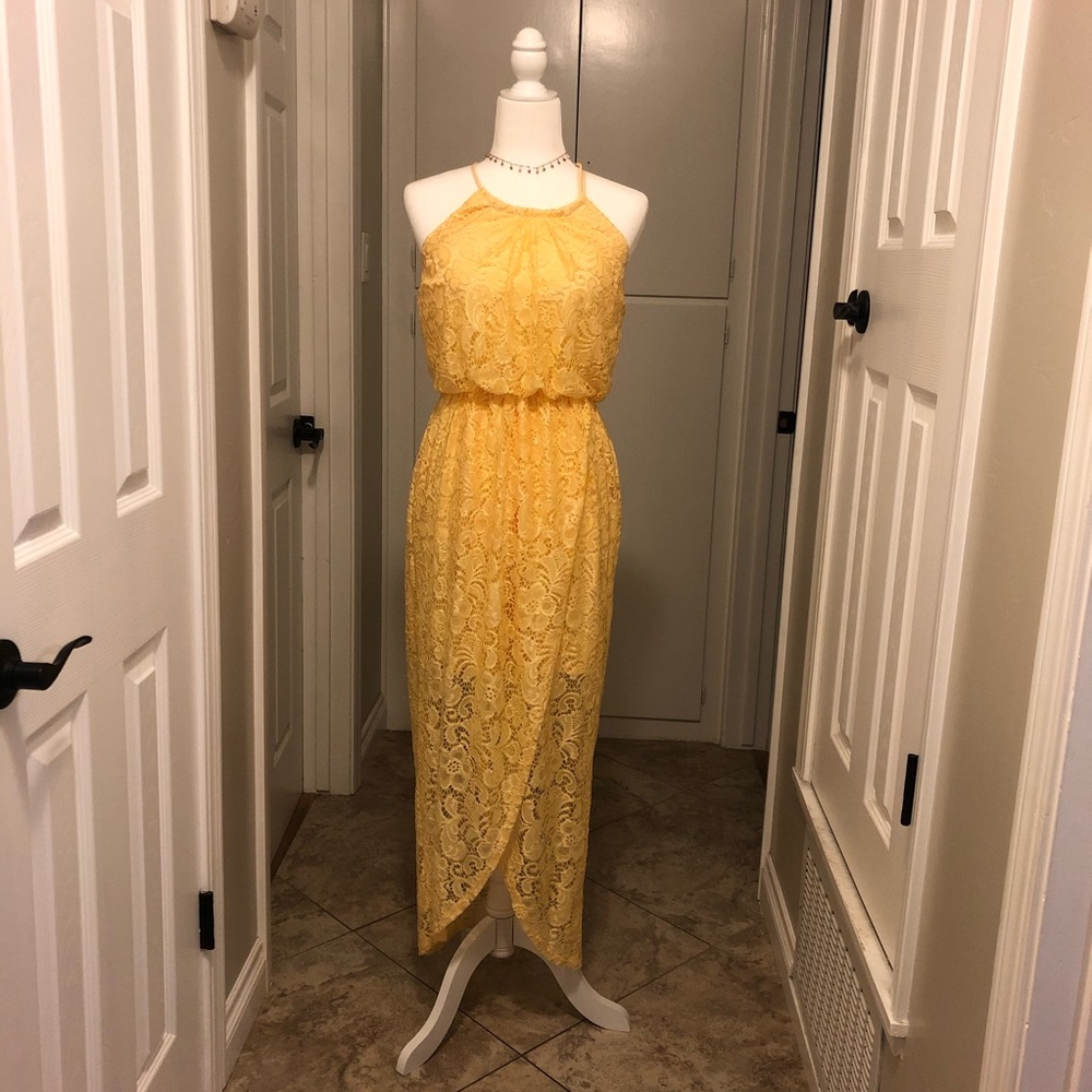 Large yellow maxi summer dress